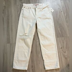 Lucky Brand Boy Mid Rise Relaxed Straight White Jeans Distressed 8/29